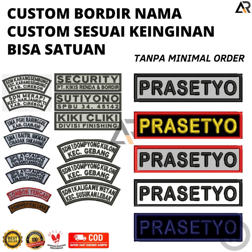 BIKIN BORDIR NAMA SENDIRI | BORDIR CUSTOM NAMA PREMIUM QUALITY Logo Bordiran Komputer | Logo Bordira
