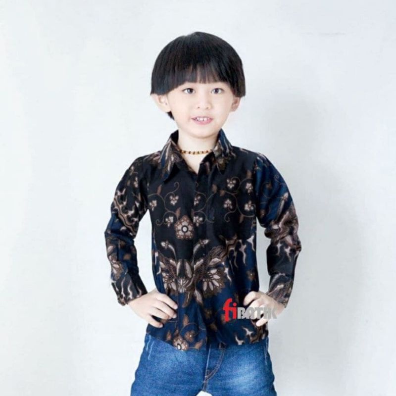 Kemeja Batik Anak Laki-laki Lengan Pendnek Kerah Sanghai / Baju Batik Anak Cowok.