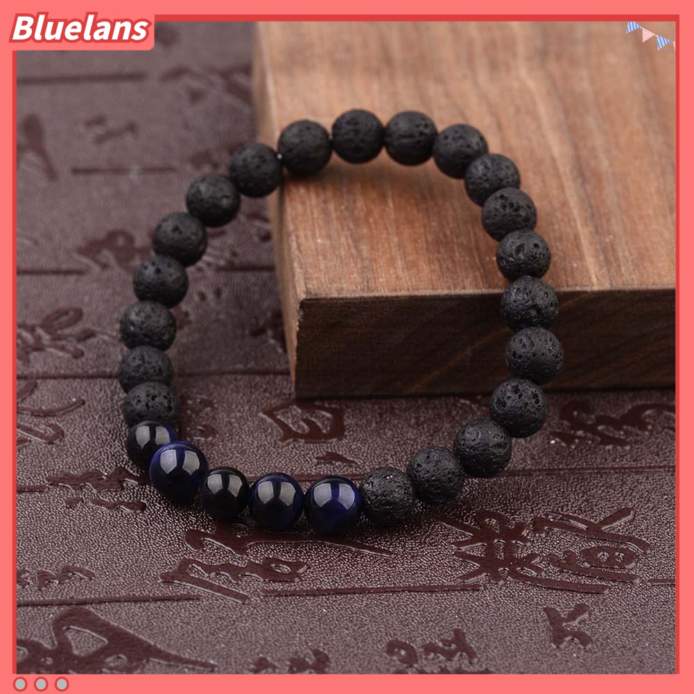 Gelang Manik-Manik Batu Alam Tiger Eye Elastis Untuk Unisex