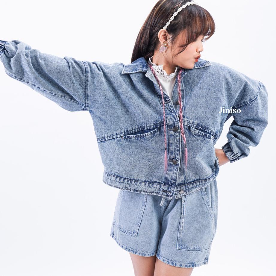 Berani Coba? JINISO Fuji Bomber Jaket Crop Oversize Blue Acid