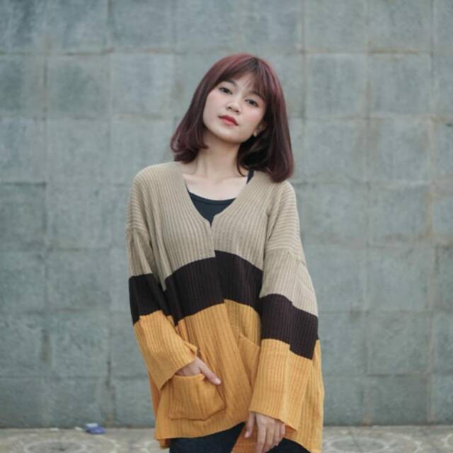 CAMEROON CARDIGAN RAJUT OVERSIZE TEBAL OUTER KNIT KOREA POLET WANITA