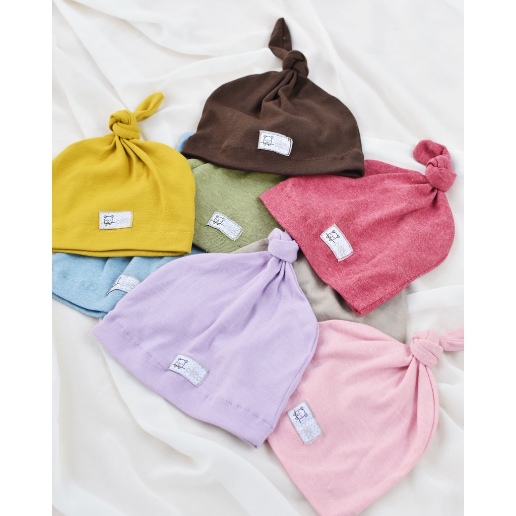 Cocopop Baby - Coco Knot Beanie Unisex Topi Bandana Kupluk Bayi Bahan Katun Polos Simpul - Baby Hat Cotton Soft Babywear Import