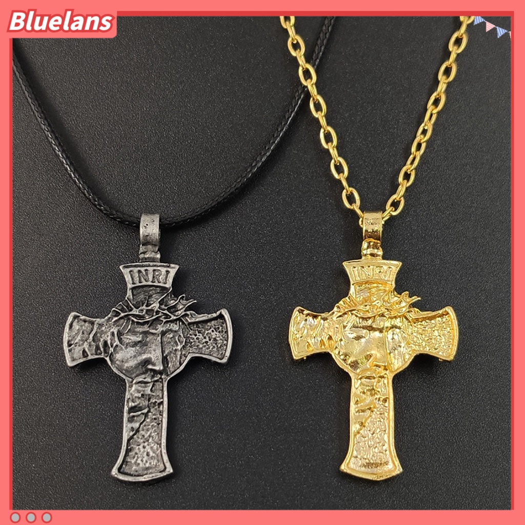 Bluelans Crown of Thorns Jesus Cross Pendant Necklace Unisex Chain Jewelry Accessory Gift