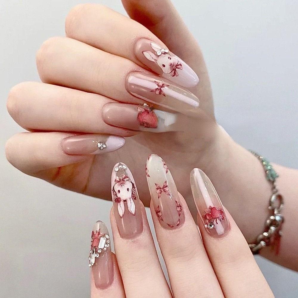 AUGUSTINA Agustina Kartun Hewan Stiker Kuku 5lembar Babi Bunga Manicuring DIY Foil Pola Hewan Nail Art Decals