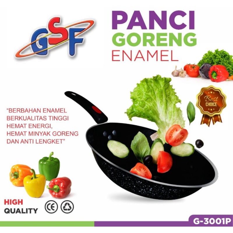 Wajan enamel GSF uk 32 gagang enamel gsf anti lengket penggorengan uk 32