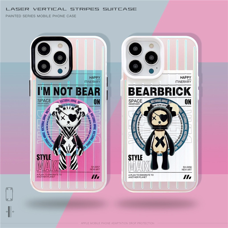 Soft Case Desain Beruang Aurora Laser Untuk IPhone 14 13 12 11 Pro Max