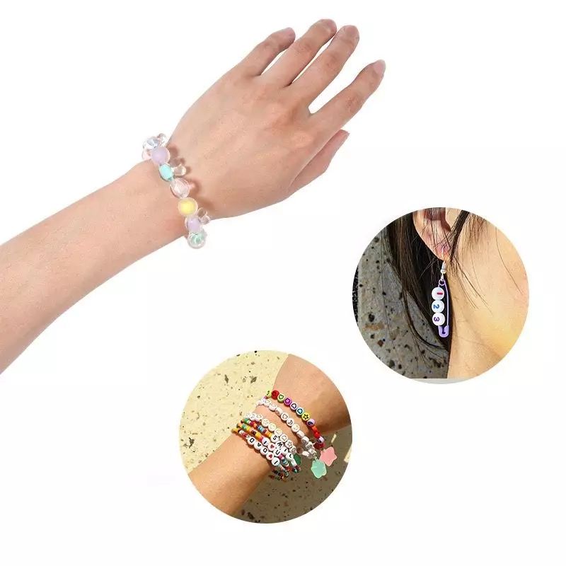 (100 pc)Manik Manik Huruf Bulat Mote Huruf Vokal Bundar Bahan Kerjinan Gelang Kalung Khusus Huruf AIUEO