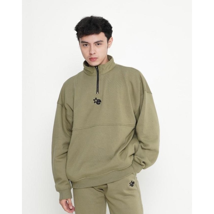 Outerwear Unisex Erigo Halfzip Sweatshirt Crump Jade Green