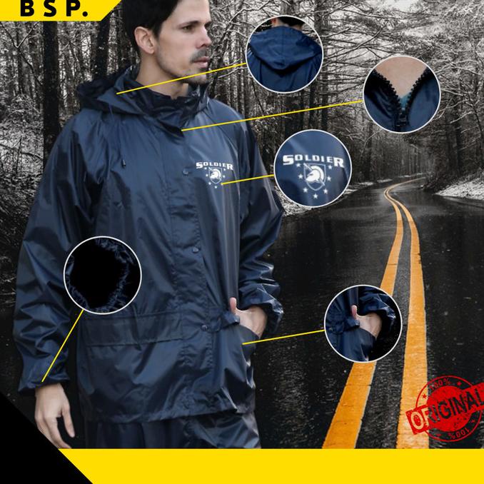 Jas Hujan / Jas Ujan / Baju Hujan / Jaket Hujan Motor - Kain Premium