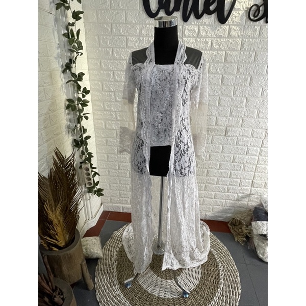 Kebaya Pengantin Akad Kutu Baru - Broken White (New Unfinished) kode 4