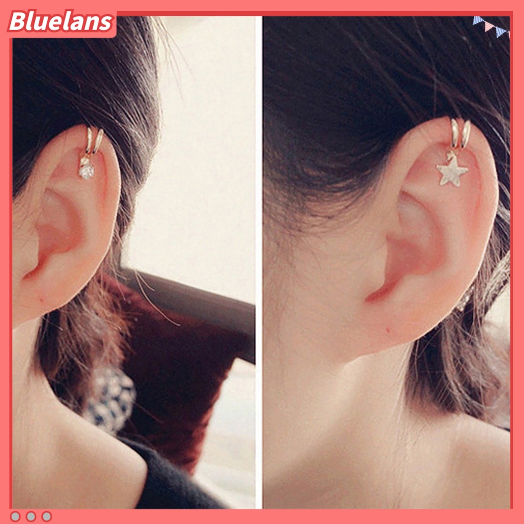 Bluelans 1Pc Women U Type Cubic Zirconia Faux Pearl Non Piercing Ear Cuff Clip Earring