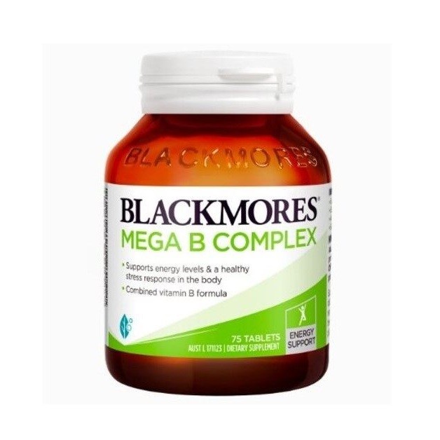 Blackmores Mega B Complex Black Mores More Blackmore Complek Kompleks Komplek 75 tablets tablet Supl