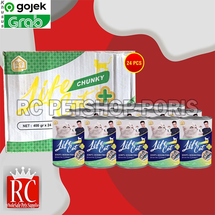 GOSEND Makanan Kucing Life cat Plus Kaleng Grosir Dus 24Pcs 400gr