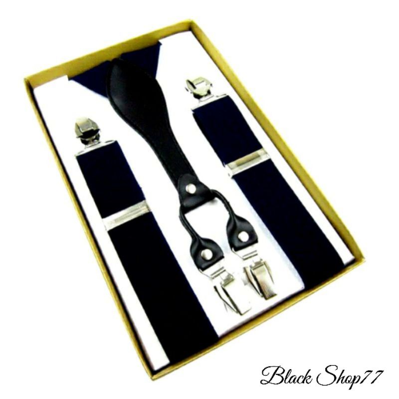 Suspender Pria Dewasa Jepit Empat Warna Hitam Elegance