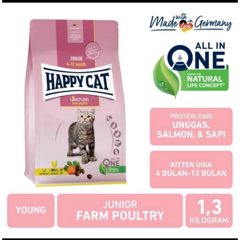 Happy Cat Junior Poultry 1,3kg Freshpack / Makanan Kucing Happy Cat Junior