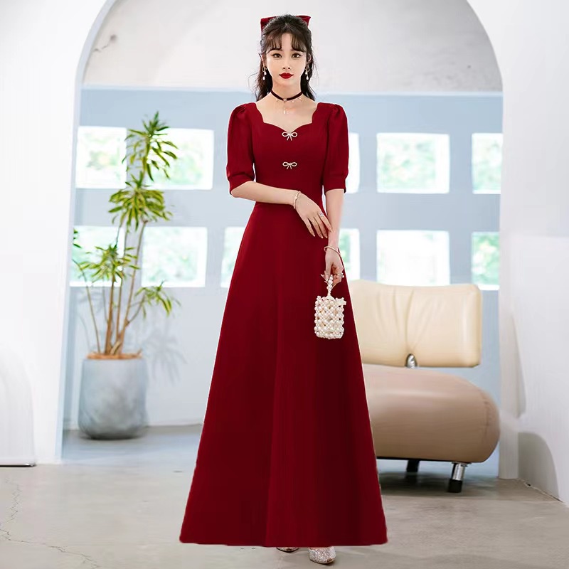 Dress Gaun Pesta【JUMBO 8XL】Bersulang Pengantin Wanita Gaun Pernikahan Gaun Malam Ukuran Besar