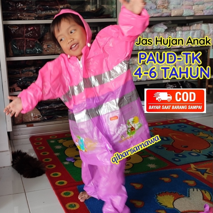 Jas Hujan Anak PAUD - TK ELMONDO usia 4-6 Tahun New Mini Kids 306