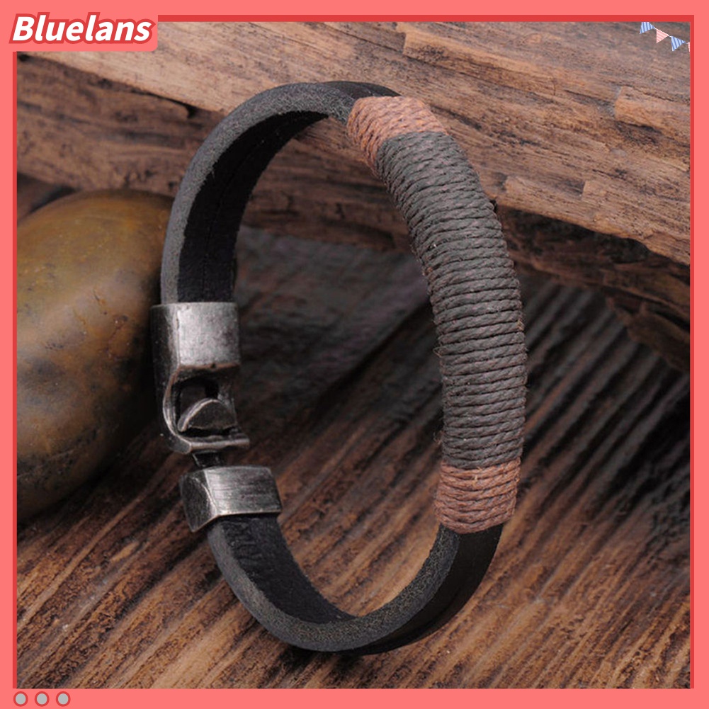 Gelang Bahan Kulit Imitasi Dengan Buckle Alloy Gaya Vintage Untuk Pria