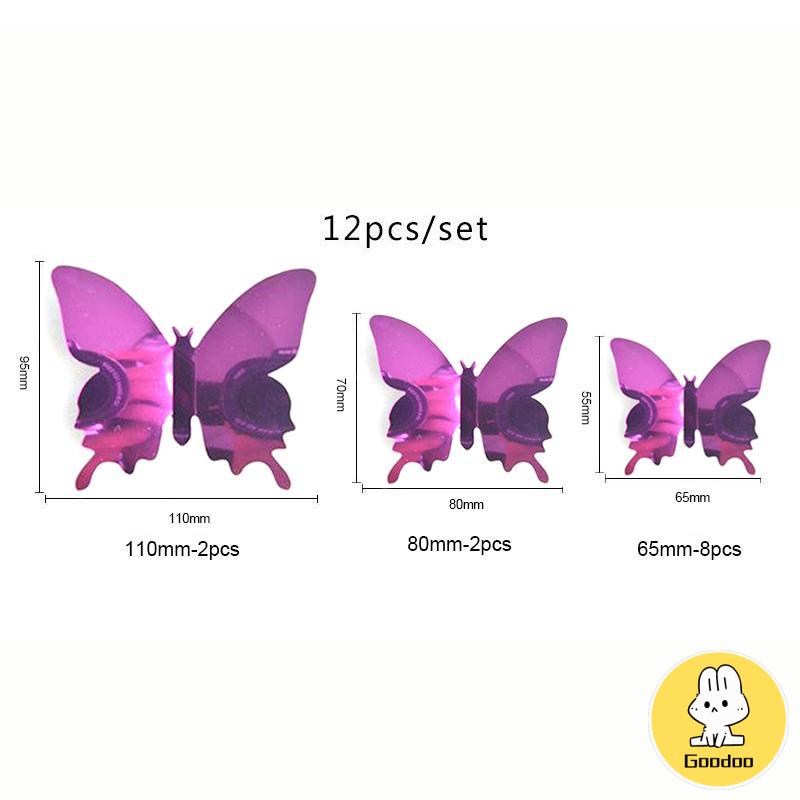 Tiga -Dimensi Pet Mirror 3D Butterfly Wall Sticker Stiker Ruang Tidur Ruang Ruang Ruang Belajar Studi -Doo