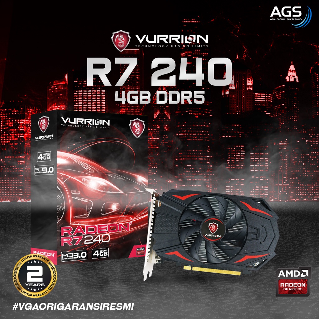 Vga Card AMD Radeon R7 240 2GB 4GB GDDR5 128Bit GPU Vurrion Resmi Vurion