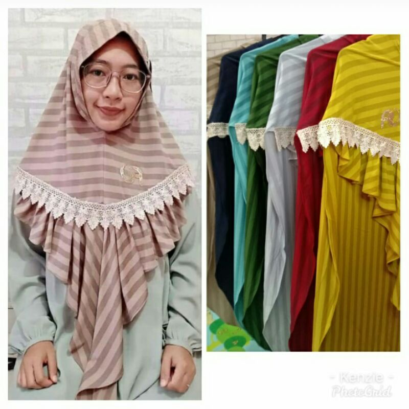 Hijab instan Jumbo Syar'i Streep Original FO