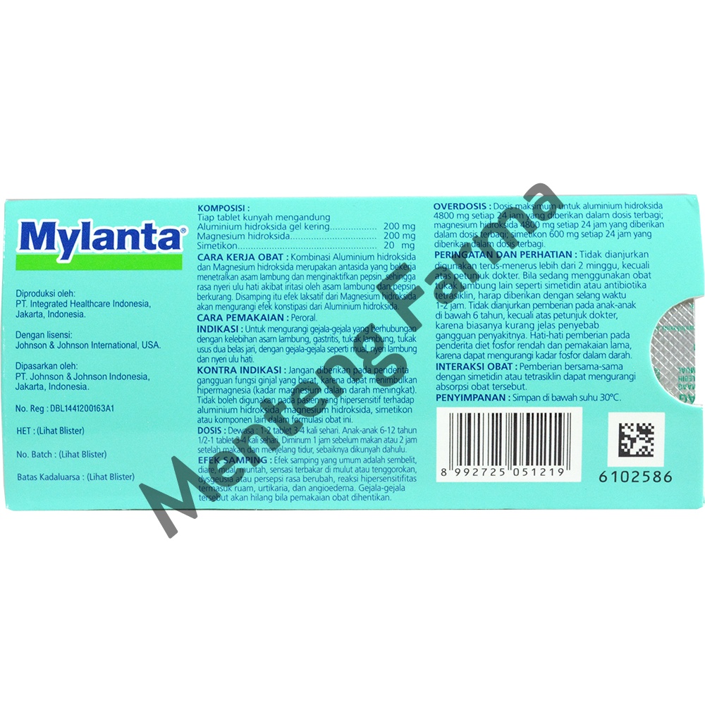 Mylanta Tablet - Obat Sakit Maag / Nyeri Lambung / Tukak Lambung