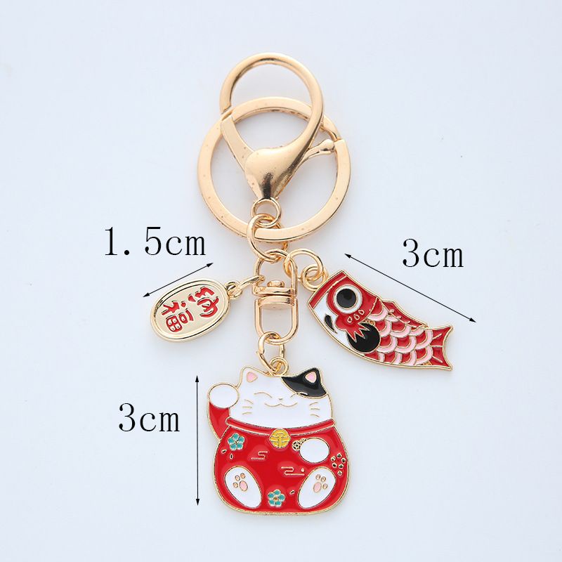 ACC Market88 Gantungan Kunci Lucky Cat / Gantungan Tas Gantungan  Airpods Keychain Maneki Neko With Fish Koi