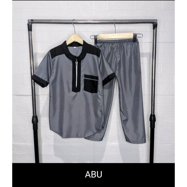 BOS_JAKET Setelan Baju Koko Anak Ziper usia 6 - 12 tahun/ setelan baju muslim anak Laki Laki