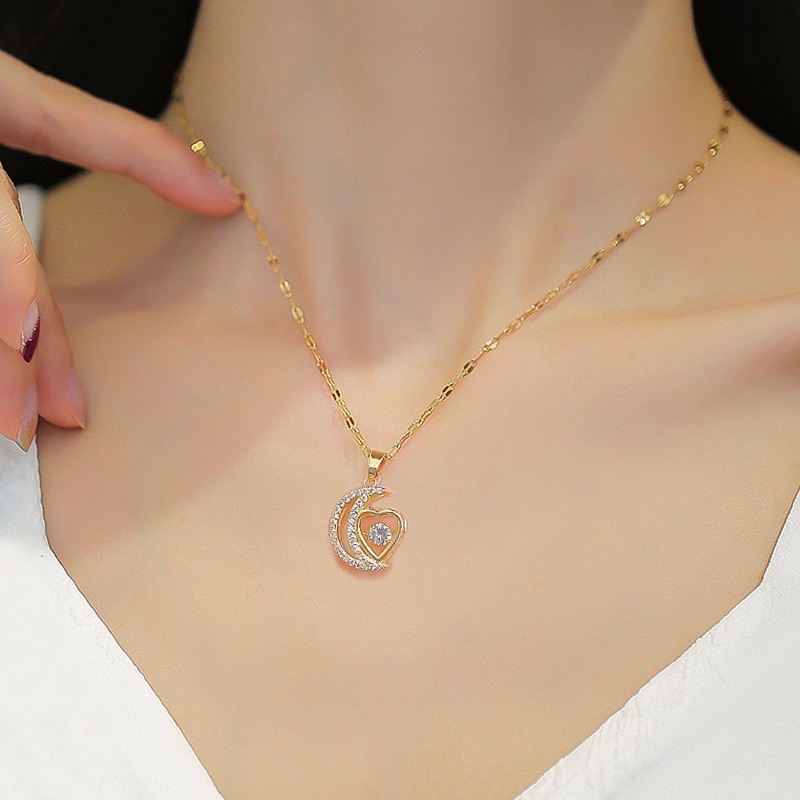 kalung titanium cantik korea diamonde banyak aneka variasio