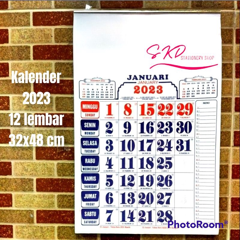 Jual Kalender kerja angka 2023 12 lembar 32 x 48 cm (jb umum) | Shopee