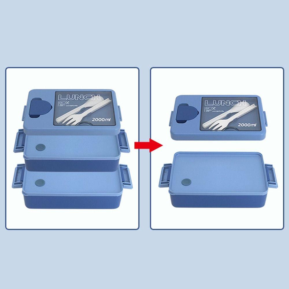 Preva Kotak Makan Anti Bocor Persegi Panjang Grid Untuk Siswa Pekerja Kantor Wadah Makanan