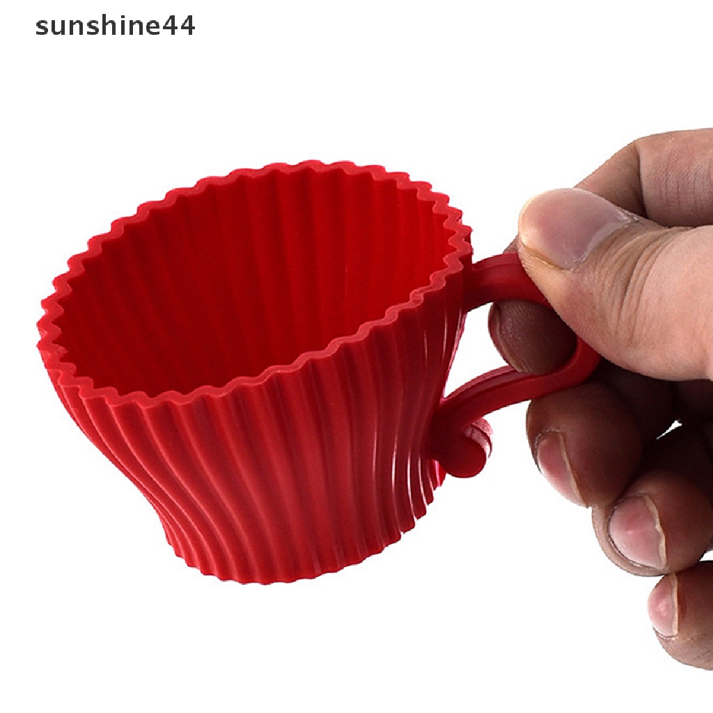 Sunshine 1pc Cetakan Cupcake / Muffin Bentuk Cangkir Teh Bahan Silikon