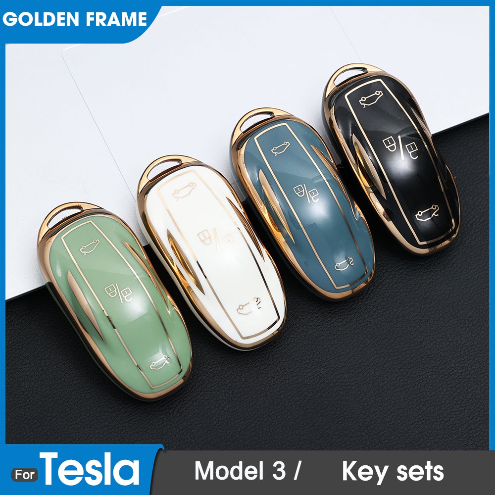 Casing Kunci Mobil Bahan TPU Lembut Ultra Ringan Ukuran 7.8x3.6cm / 360° Casing Kunci Mobil Full Proteksi Untuk Tesla Model 3 / Otomotif