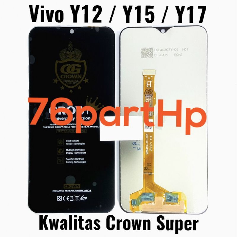 Lcd Touchscreen Fullset Kwalitas Crown Super Vivo Y12 Y12i Y15 Y17 Y3 - Hitam