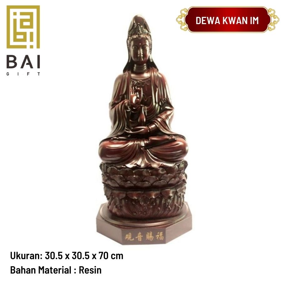 BAI GIFT Pajangan Kwan Im Resin Patung Kwan Im Patung Dewi Kwan Im Hoki Patung Dewi Kwan Im Pembawa 