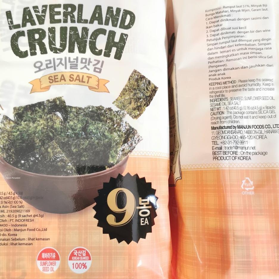 

SuperSale--Laverland Crunch Rumput Laut Wasabi Seasalt 1 Pack isi 9 Vegan