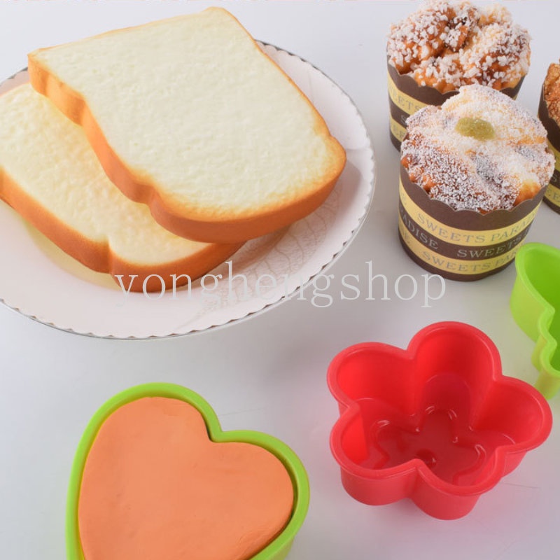 5pcs / set Cetakan Cupcake / Muffin Bentuk Kupu-Kupu / Hati / Bunga Bahan Silikon Anti Lengket