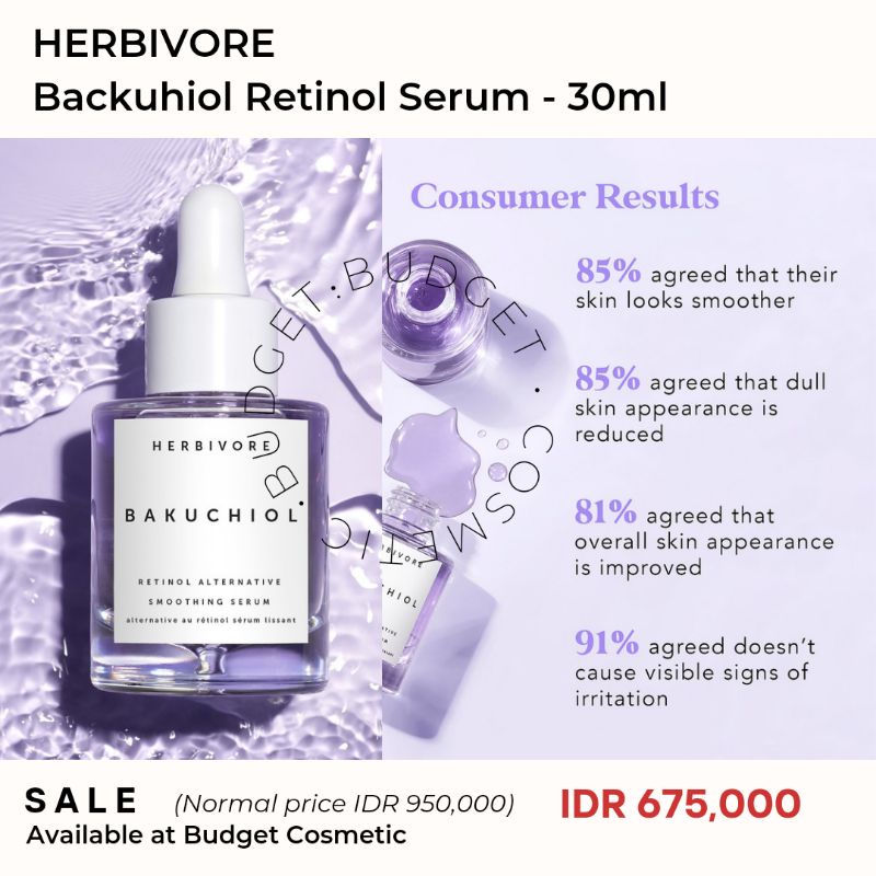 Jual serum HERBIVORE BAKUCHIOL RETINOL ALTERNATIVE SMOOTHING SERUM