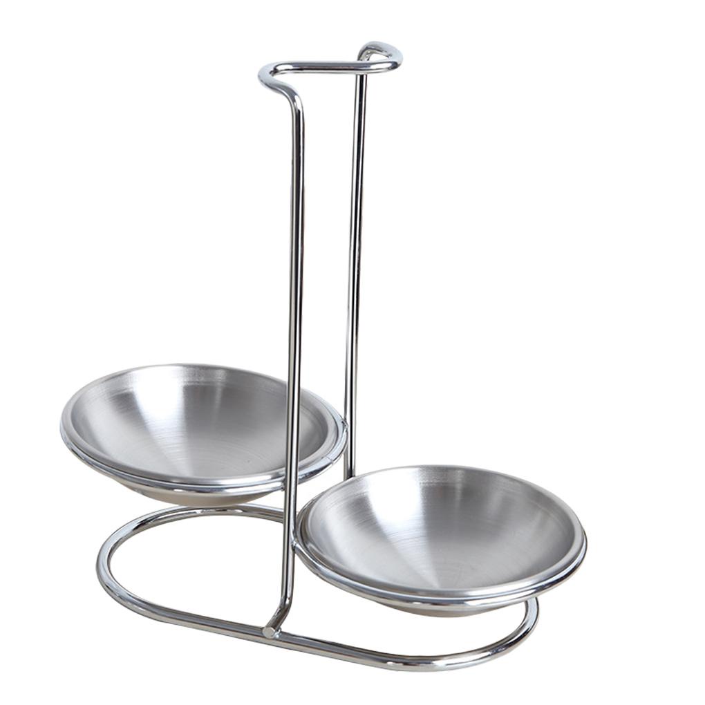 Saringan Sendok Vertikal Dapur Sendok Istirahat Rak Ladle Holder Stainless Stand Double Spoon