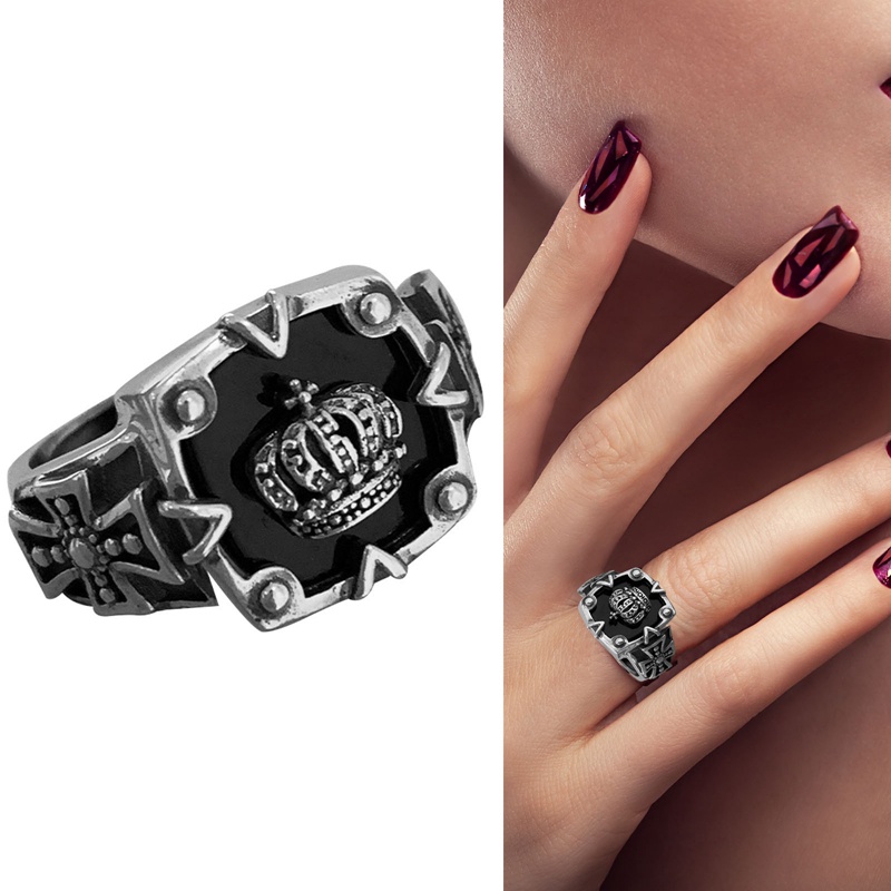 Fancyqube Cincin Sterling Silver S925 Model Terbuka Bentuk Mahkota Silang Gaya Vintage Untuk Wanita