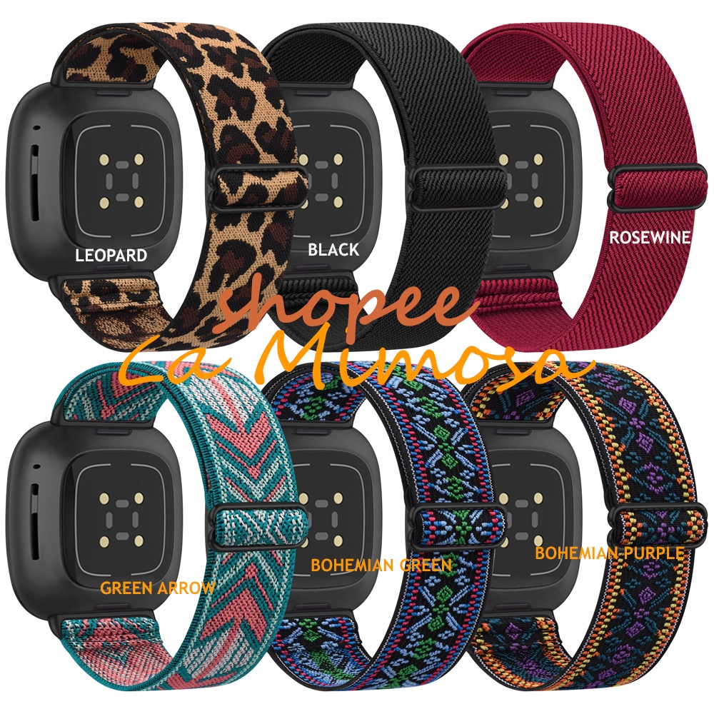 Strap Elastic Woven Loop Fitbit Versa 3 Fitbit Versa 4 Fitbit Sense Watch Band (Tali Jam Tangan)