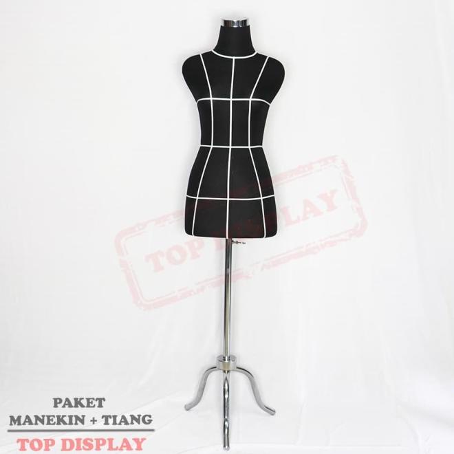 Manekin Pola Hitam + Kaki Besi | Manekin Jahit | Patung Pola | Manekin