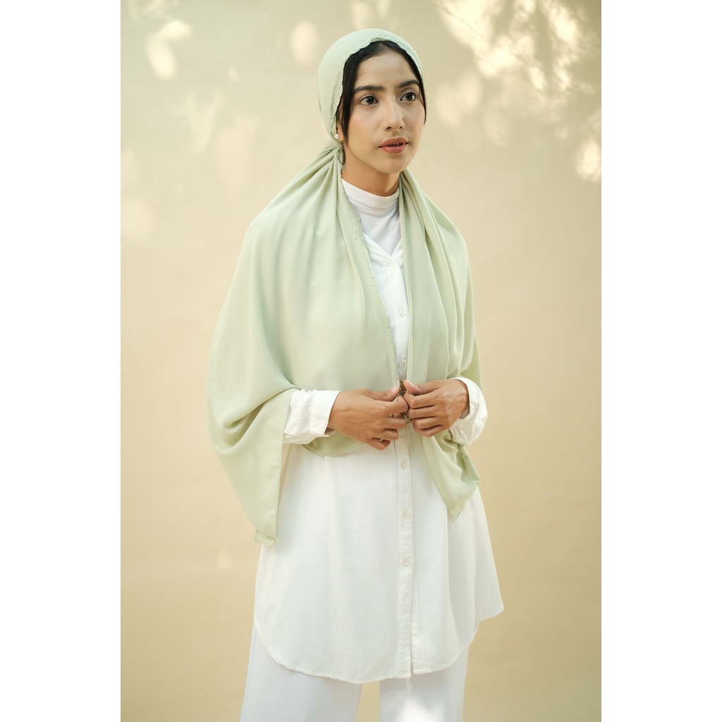 RATU Embroidery HIjab Shawl - Malek - Chinoise Green