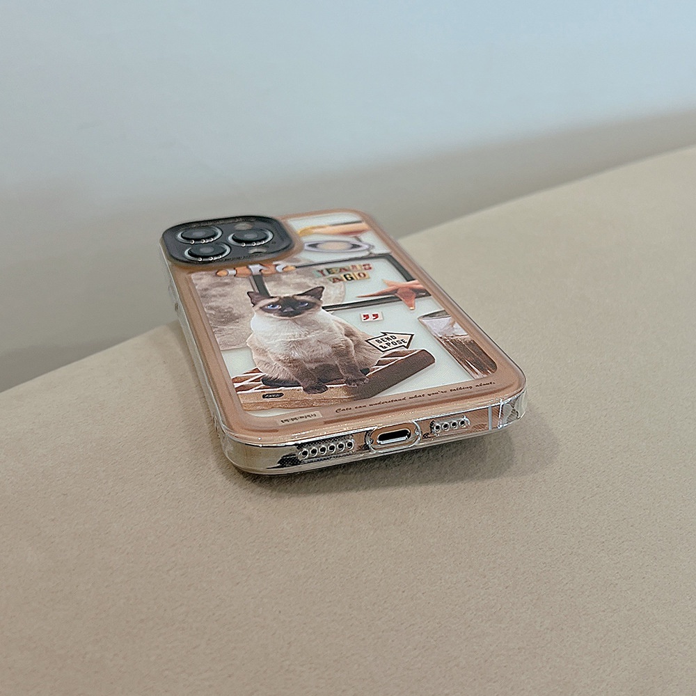 Case Pelindung Lensa Kamera Transparan Motif Kucing Dan Bulan Untuk Iphone 7 8 PLUS X XR XS 11 12 13 14 MINI PRO MAX SE