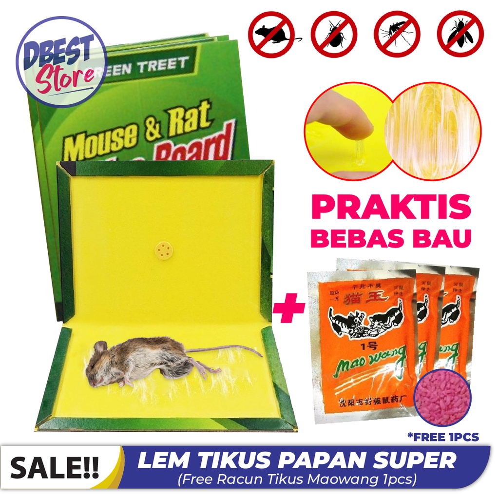 (Gratis Racun Tikus Maowang) Lem Papan PERANGKAP TIKUS SUPER LENGKET DAN AMPUH