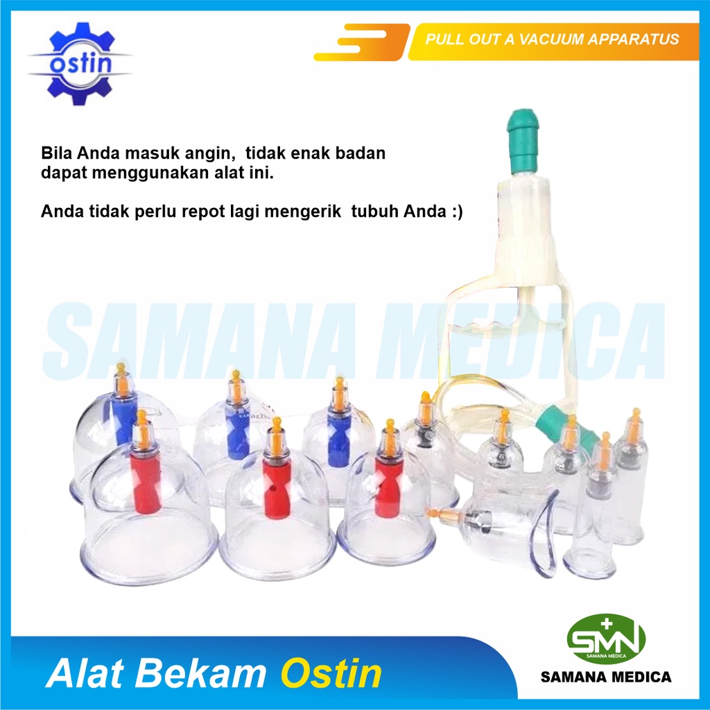 Alat Bekam Kop Angin OSTIN Pull Out A Vacuum A Apparitus Isi 12 Pcs Promo Murah