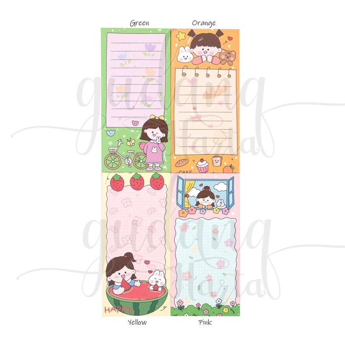 Memo Watermelon Girl Memopad Motif Buah Semangka Cewek Jendela DIY Scrapbook GH 301486