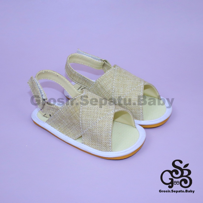 sandal bayi sepatu bayi sendal bayi laki laki perempuan prewalker bayi  umur 2 - 12 bulan model casual S06 polos KREM ringan fleksibel &amp; Anti Slip