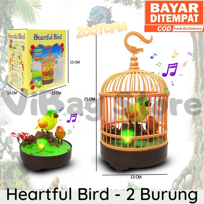 Eklusif Mainan Burung Di Dalam Sangkar Hewan Binatang Baterai Zootopia Bro1260 Bergaransi