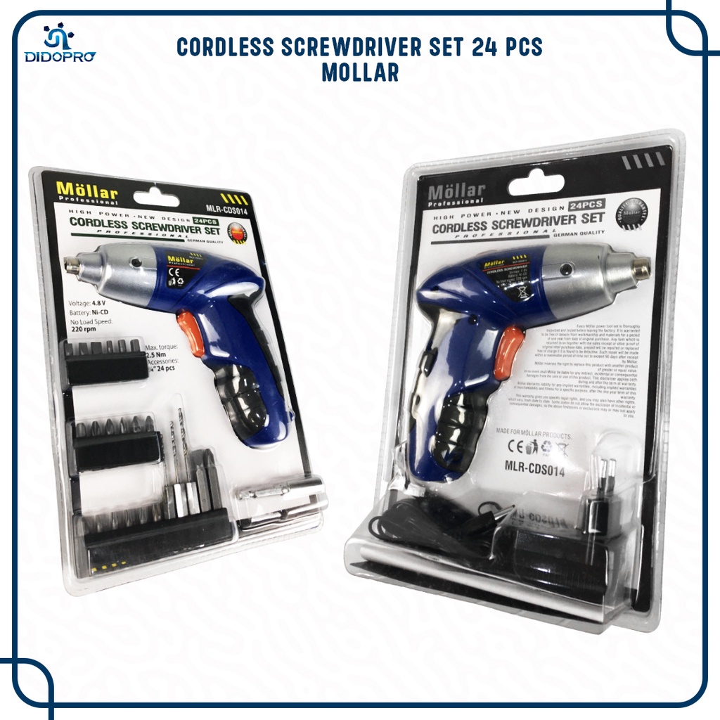 MOLLAR CDS014 Mesin Bor Obeng Baterai Cordless Screwdriver Set 4.8V